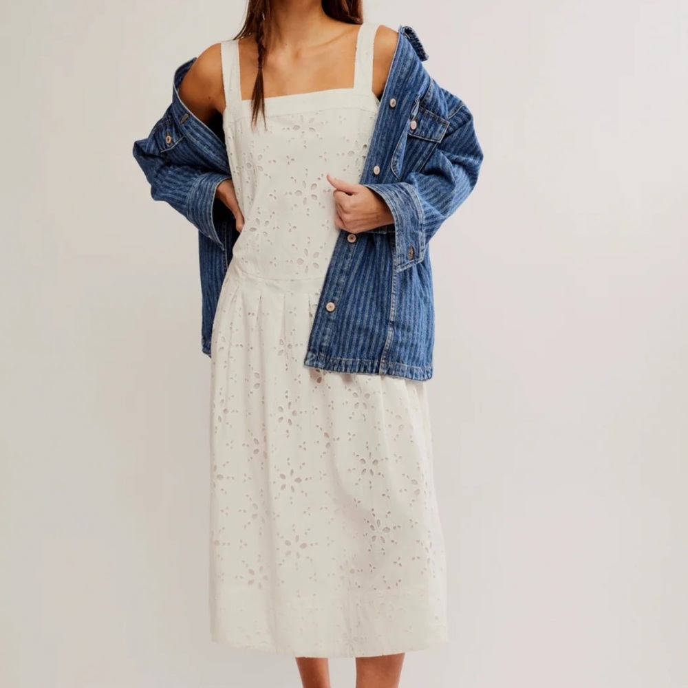 Free People White Eyelet Midi Dress